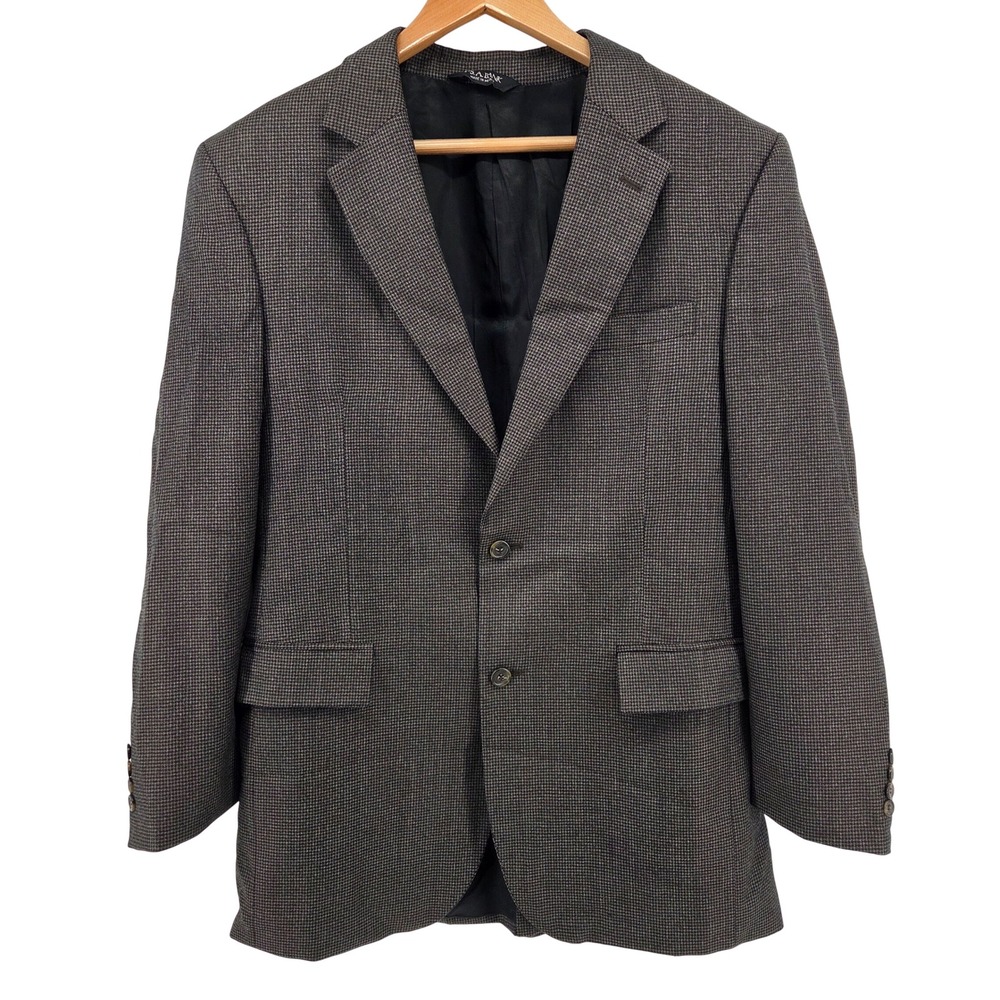 JOS A BANK Mens Wool Blazer Sport Coat Jacket Size 41L Brown Houndstooth